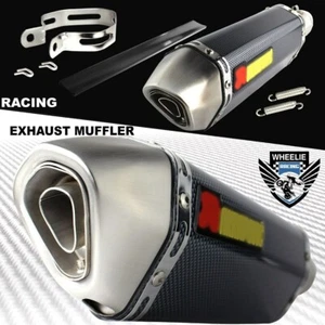 1-1/4" Enrollado Punta Racing Rendimiento 1.5" -2" Silenciador Carbono Fibra - Picture 1 of 12