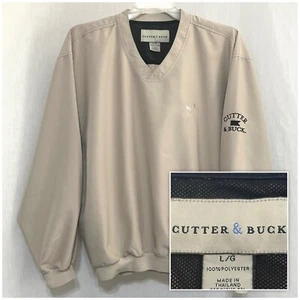 Gr. L Large Cutter & Buck Herren Langarm Braun Pullover Windbreaker Golfjacke - Bild 1 von 11