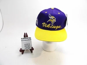 VTG Logo 7 Minnesota Vikings Snapback Hat Purple Yellow Brim Embroidered NFL Cap - Picture 1 of 5