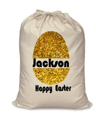 Personalised kids your name Easter glitter egg treats sack bag