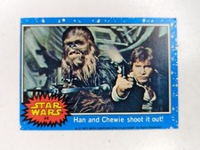 1977 TOPPS STAR WARS BLUE SERIES 1 HAN and CHEWIE shoot it out! #44