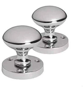 Polished Chrome Mortice Sprung Door Knob / Tubular Latch (2.5"/3") / Hinges - Picture 1 of 11