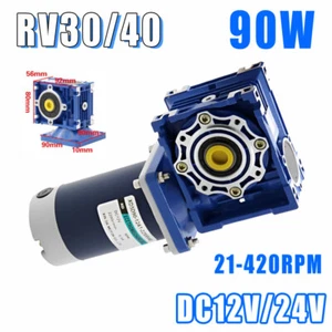 DC 12V/24V Worm Gear Reducer Gearbox 90W Motor Gearmotors 21-420RPM RV30 RV40 - Picture 1 of 11