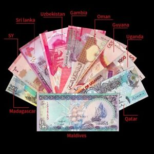 Lot Set 10 PCS Beautiful banknotes from Different Countries,  gift, UNC