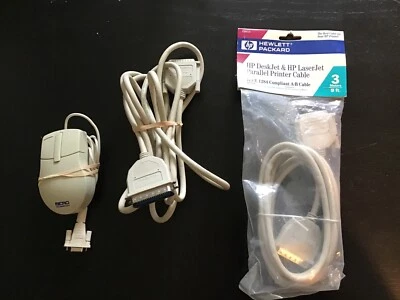 2 Hewlett Packard 3M Ieee 1284 Ab Cent36M/Db25M for Dj Dw & Lj I Printers Mouse - Image 1 of 4