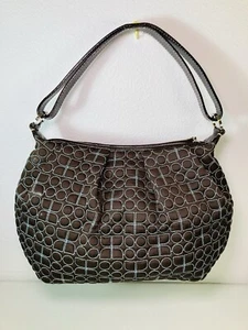 Kate Spade - Brown & Aqua Quilted Handbag With Teal Suede Lining 11”x8” - Picture 1 of 12