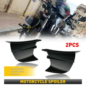 2PCS For Carbon Motorcycle Fiber Winglet Side Spoiler Deflector Air Wing Black - Picture 1 of 7