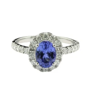 Königsblauer Tansanit Diamant Ring in  750-Weißgold Wert 3.850 Euro Neu - Picture 1 of 4
