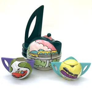 Tomorrowland Tea Set Teapot Creamer Sugar Bowl Disney 50th Anniversary NIB - Picture 1 of 18