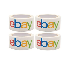 4 rollos de cinta de envío BOPP con logotipo oficial de la marca eBay blanca nueva sellada - Imagen 1 de 2