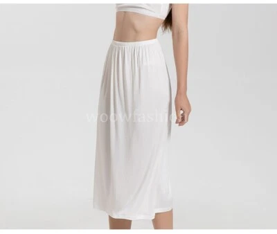 Women 100% Mulberry Silk Half Slip Skirt Silk Long Underskirt Chemise Sleepwear - Image 1 of 4