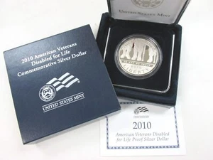 2010-W Disabled Veterans Commemorative Proof Silver Dollar US Mint Box COA Q3L6 - Picture 1 of 2