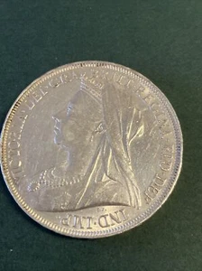 1900 Great  Britian  Crown, Queen Victoria, Silver Horse Dragon Coin, KM-783 XF - Picture 1 of 12