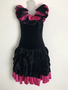 barboglio cristina.jan VINTAGE 80s 90s black/pink Dress 100%cotton size 8 - Picture 1 of 2