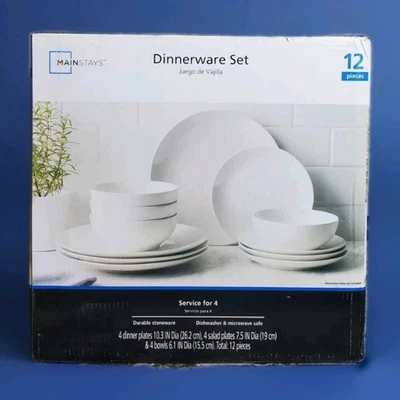 Main stays 12-Piece Dinnerware Set for service for 4. New In Box - Image 1 of 4