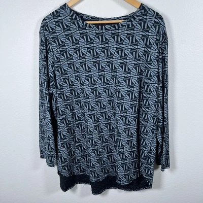 Top túnica mujer Fresh Produce talla 1X algodón geométrico relajado costero EE. UU. Foto 1 de 4