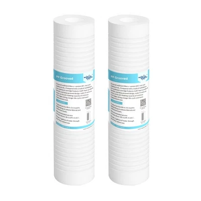 2er Pack 5 Mikron 10" x 2,5" gerillter Sediment Wasserfilter Ganzes Haus RO System - Bild 1 von 4