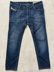 Diesel Troxer Jeans Mens 36x26 Blue Slim Skinny Stretch Denim Button Fly - Picture 1 of 14