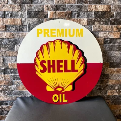 SHELL PREMIUM OIL –  Vintage Heavy Metal Sign  (XL – 19.7” / 50 cm) - Image 1 of 4