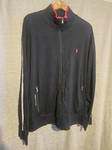 Polo Ralph Lauren Jacket Mens Black White Performance Track Full Zip Size XL   - Picture 1 of 9