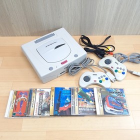 Sega Saturn console white bundle with 5 Games & 2 controllers Japan DAYTONA USA