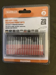 Warrior Rotary Tool diamond point bits-20 PC Set-1/8” Shank New - Picture 1 of 3