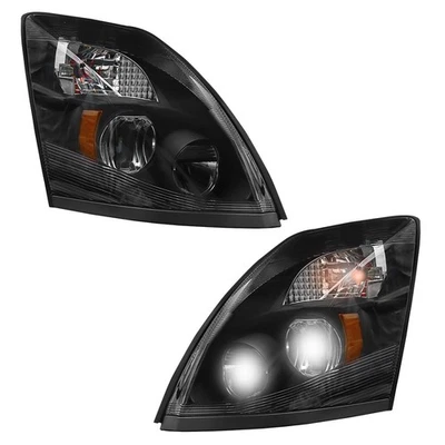 Headlights for 2004-2014 Volvo VNL Black LED Pair Foto 1 de 4