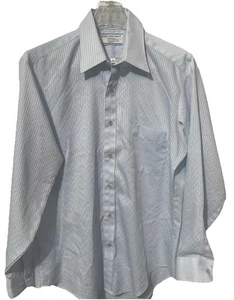 Sears Perma Prest Men's Shirt 16 32-33 Button Up Light Blue Retro Vintage - Picture 1 of 14