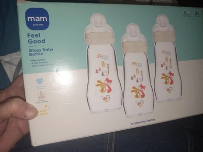 Biberones de vidrio mam Feel Good 2+ meses 9 oz. Juego de 3 botellas  Foto 1 de 2