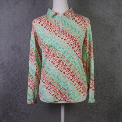 IBKUL Top Mujer XS Multicolor Geométrico Cuarto Cremallera UPF 50+ LS Malla Activa Foto 1 de 4