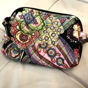 Vera Bradley Kosmetiktasche mit Reißverschluss gefüttert gesteppt bunt Blumen Paisley - Bild 1 von 5
