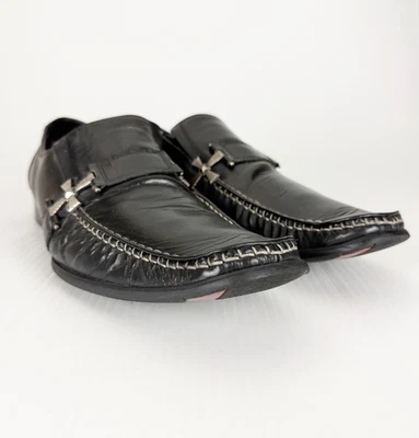 Robert Wayne Black Leather Baron Slip On Dress Loafers Shoes Mens 12 - Image 1 of 4