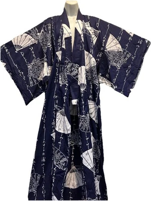 Nuevo sin etiquetas JOLI Hecho en Japón Azul Blanco Abanico Algodón KIMONO TOP ENCUBRIMIENTO 1X Envío Gratis Foto 1 de 4