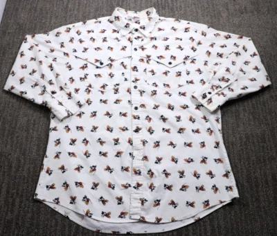 Mickey & Co Disney Años 80 Para Hombre XL Western Camisa Abotonada Capa Trasera Vaquero Blanco Foto 1 de 4