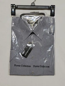 MENS PIERRIE COLLECTION GRAY/WHITE BUTTON UP SHIRT SIZE M 15-15 1/2 NWT - Picture 1 of 4