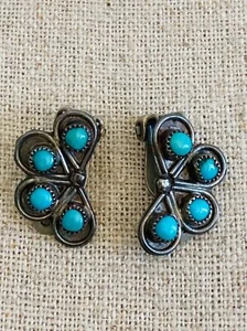 Zuni sterling Silver natural turquoise clip on Earrings - Picture 1 of 4