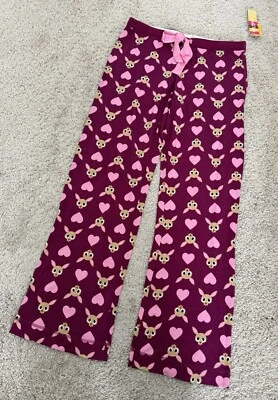 Pantalones de pijama vintage Paul Frank para mujer talla M ciruela con estampado de ciervos y corazón nuevos con etiquetas Foto 1 de 4
