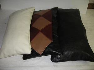 NEW STAR PATCH GENUINE LEATHER LUMBAR PILLOW COVERS - 10"x20" -CHOICE OF COLORS! - Picture 1 of 3