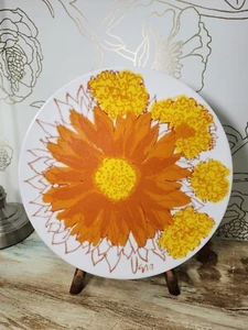 Vera For Mikasa Marigolds 10.5" Dinner Chop Plate Orange Flower Boho Japan RARE - Picture 1 of 6
