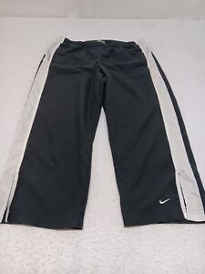 Nike Capri Track Pants Womens Medium Black White Swoosh Casual Pockets