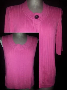 JONES NEW YORK Womens 2 Piece Cardigan Sweater Blouse Large Pink Short Sleeve - Picture 1 of 11