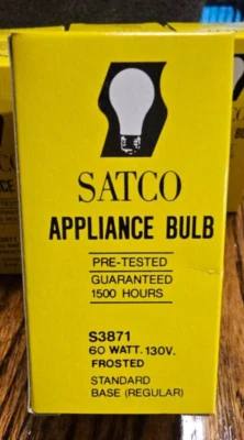 Bombilla para electrodomésticos SATCO, ESMERILADA, 40w y 60w, base estándar, S3871 o S3811 Foto 1 de 2