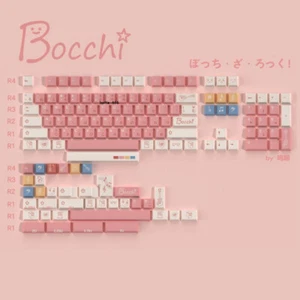 BOCCHI THE ROCK 140 Keycaps Cherry Height PBT Anime Pink For Cherry MX Keyboard - Picture 1 of 11