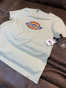 Ladies DICKIES horseshoe design Logo - Celadon, short sleeve T-Shirt, medium M ! - Picture 1 of 9