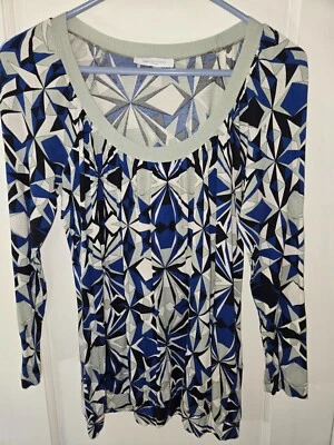 Blusa túnica suave estampada geométrica Emilio Pucci azul gris negra preciosa XS Foto 1 de 4