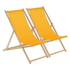 Chaise de plate-forme en bois pliant Garden Beach Mer Patio Mustard x2