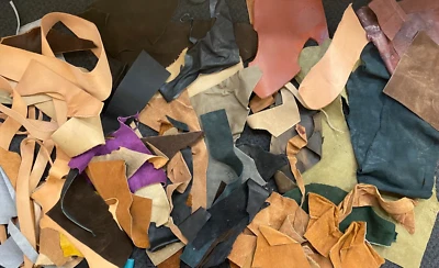 Lote de 7,5 libras de restos de couro grosso pesado várias cores - Imagem 1 de 4
