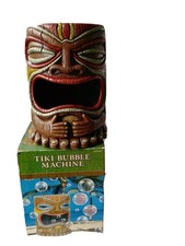 Tiki Bubble Machine, Brown Plastic Scary Totem Pole Face Aloha Party 