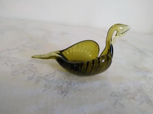 Vintage Grün Glas Schwan Mid Century Italien Schmuck Schmuck Halter Kunstglas - Bild 1 von 8