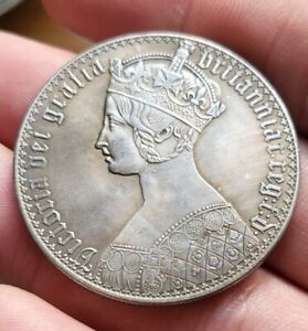 1847 QUEEN VICTORIA GOTHIC CROWN SILVER COIN. BEAUTIFUL.  **CHECK THE REVIEWS**